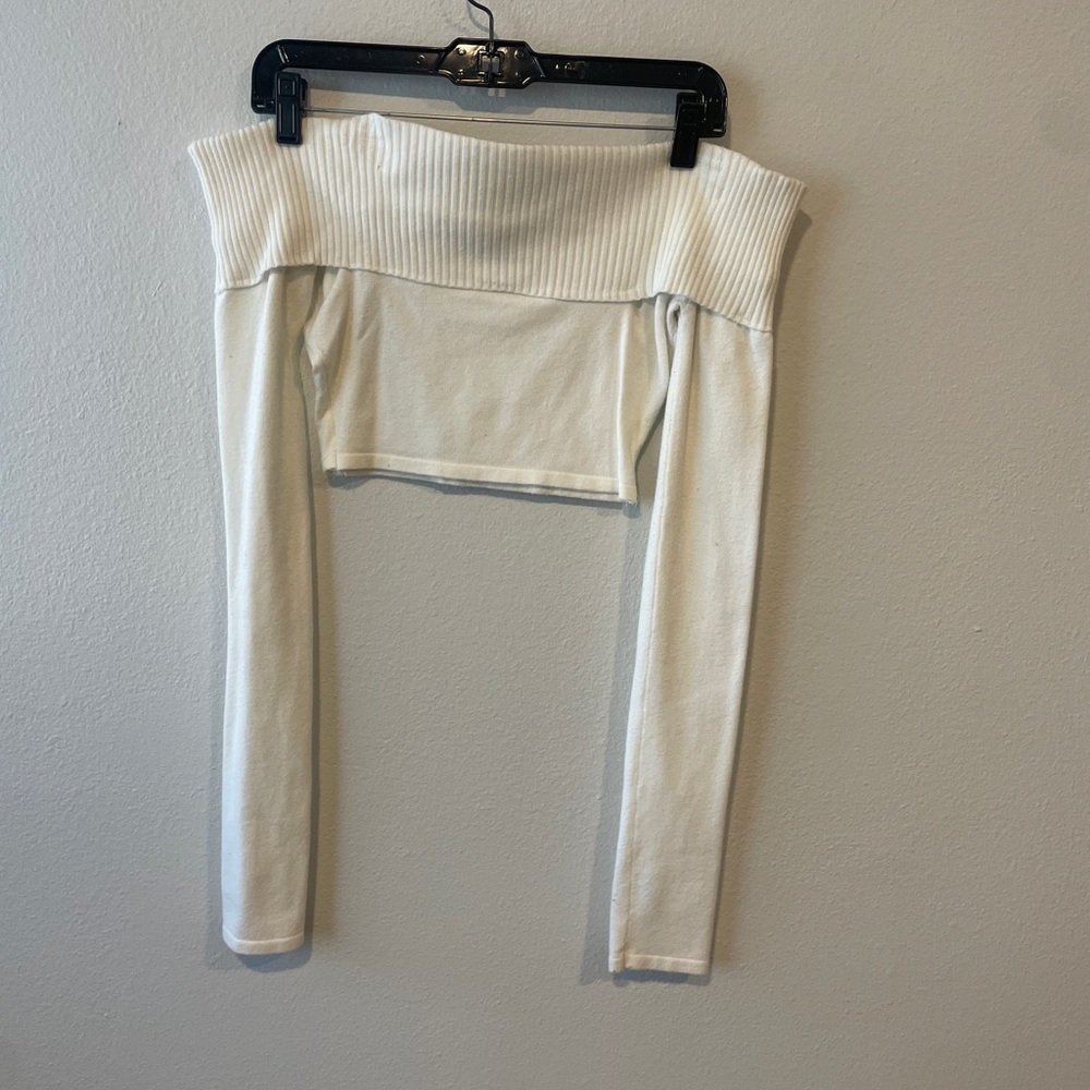 White Off-Shoulder Ribbed Crop Top